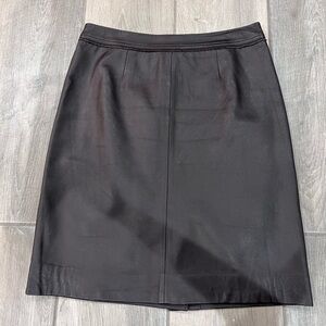 Jaclyn Smith Buttery Soft Brown Leather Back Slit Pencil Straight Skirt Size 8